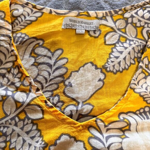 Cost Plus World Market Yellow and White Blouse - Picture 3 of 6